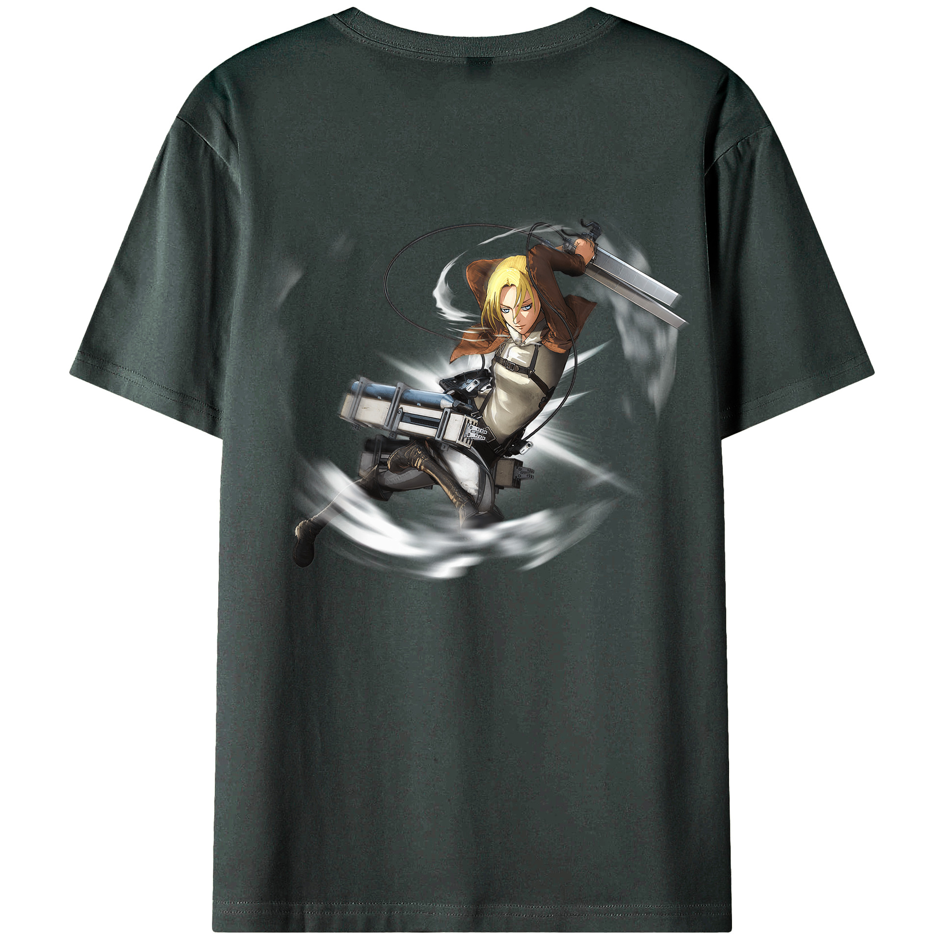 （画像用） 進撃の巨人 アニ・レオンハート Attack on Titan Annie Leonhart 綿100％ メンズ半袖Tシャツ（バックプリント） 通気性